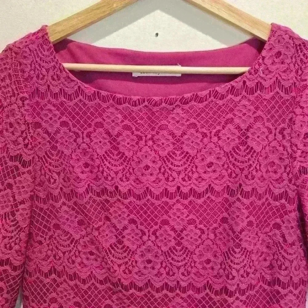 Laundry by Design Fuschia Bodycon Long Sleeve Dress Sz 8 Party/Cocktail - Picture 2 of 9